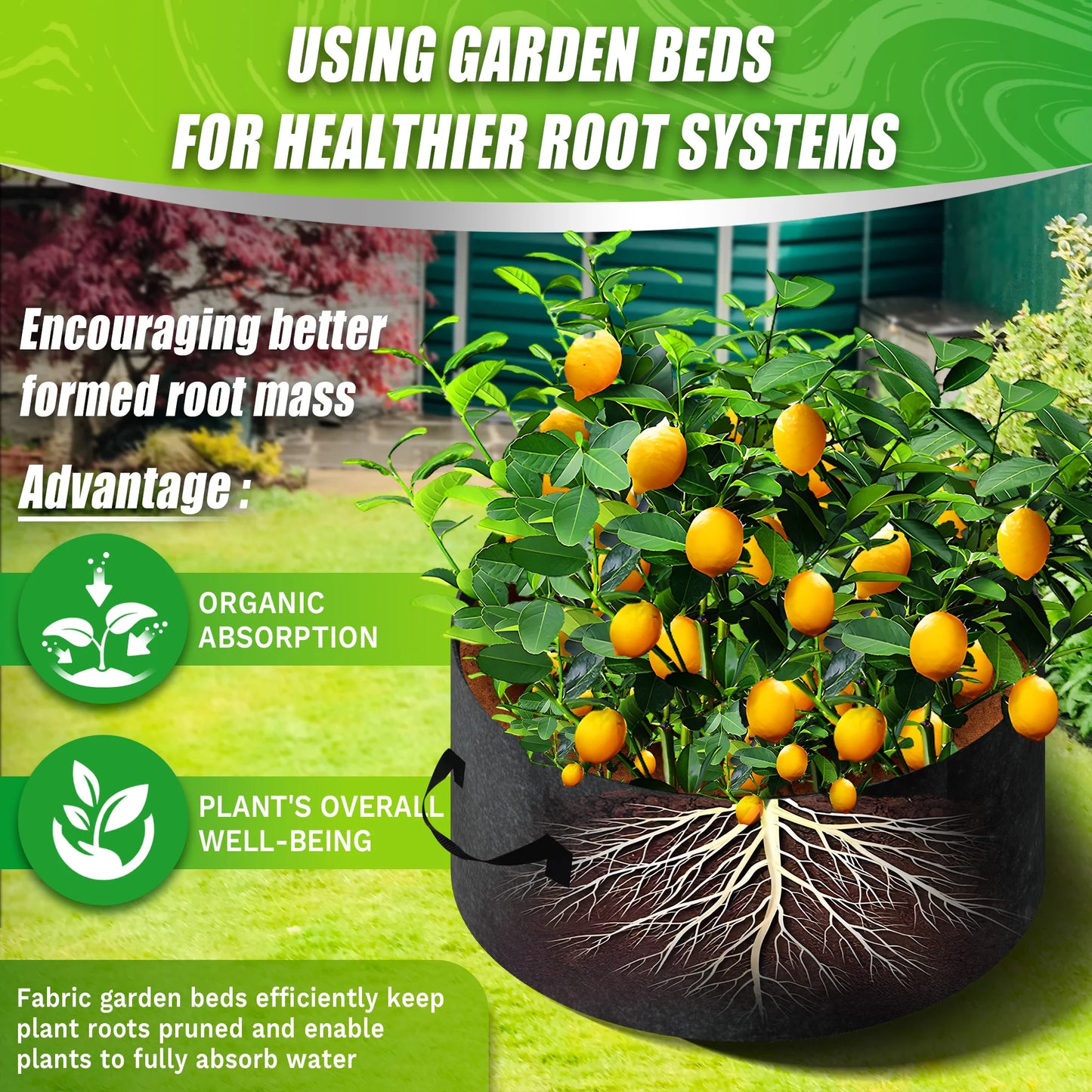 Fabric Raised Garden Bed With Handle Plant Grow Bags