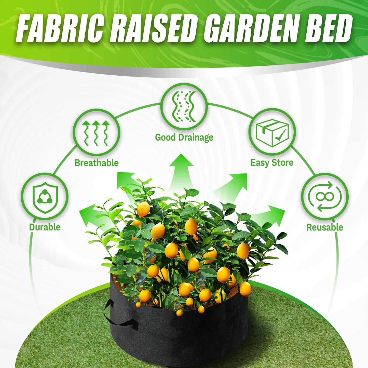 Fabric Raised Garden Bed With Handle Plant Grow Bags