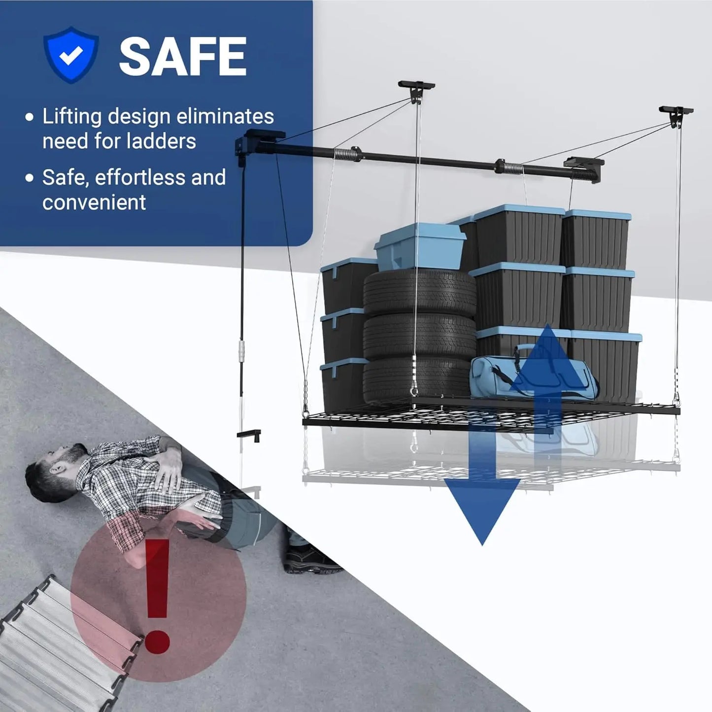 XMSJ Overhead Garage Storage Rack Heavy Duty Adjustable Ceiling System
