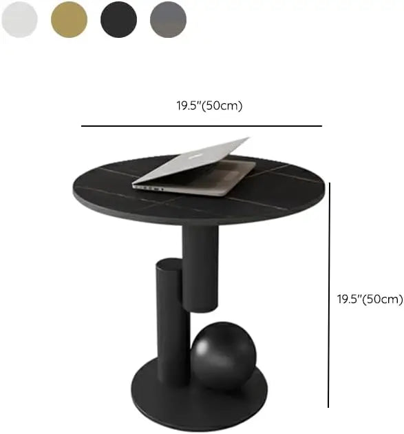 XMSJ Modern Stone Coffee Table With Abstract Metal Base