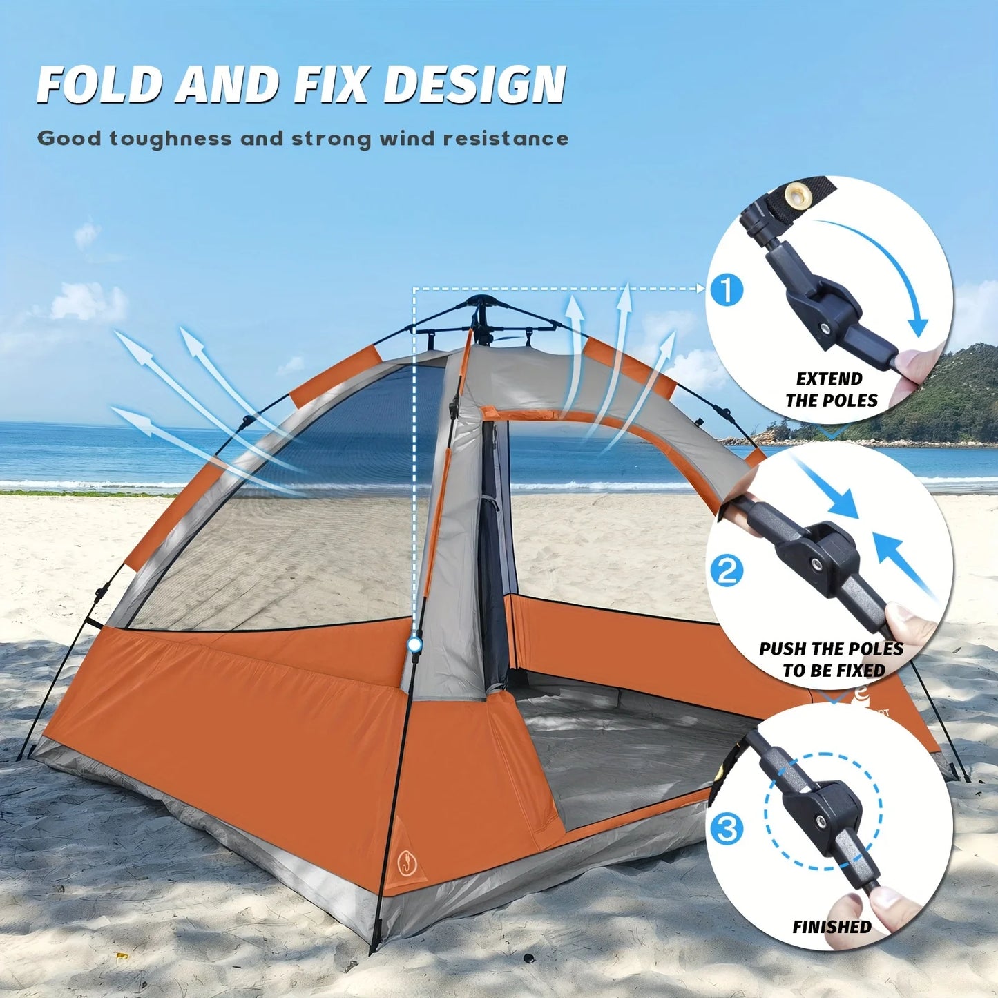 Unp Pop Up 4 Person Waterproof CampingTent With Rain Fly