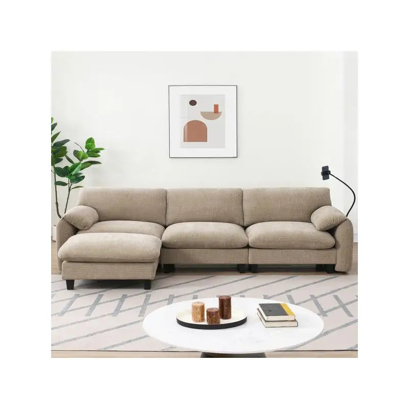 Modular L Shaped Sectional Sofa With USB Type C Charger
