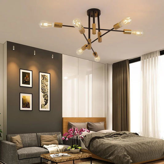 Bymaocar E26 LED Sputnik Chandelier Six Light Pendant