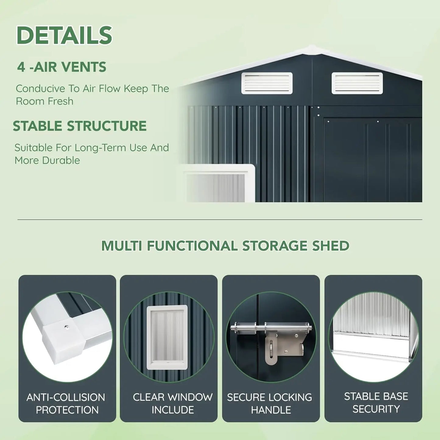 XMSJ Vertical Outdoor Steel Storage Shed With Lockable Doors