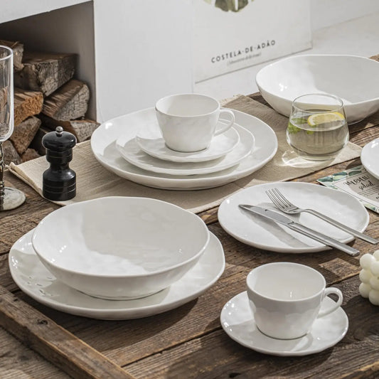 LIEI 12 Piece Porcelain Dinnerware Set For 4 Plates And Bowls