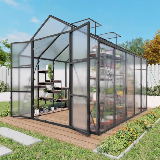 SAIJIALUO Outdoor Walk-In Polycarbonate Greenhouse With Wind Protection