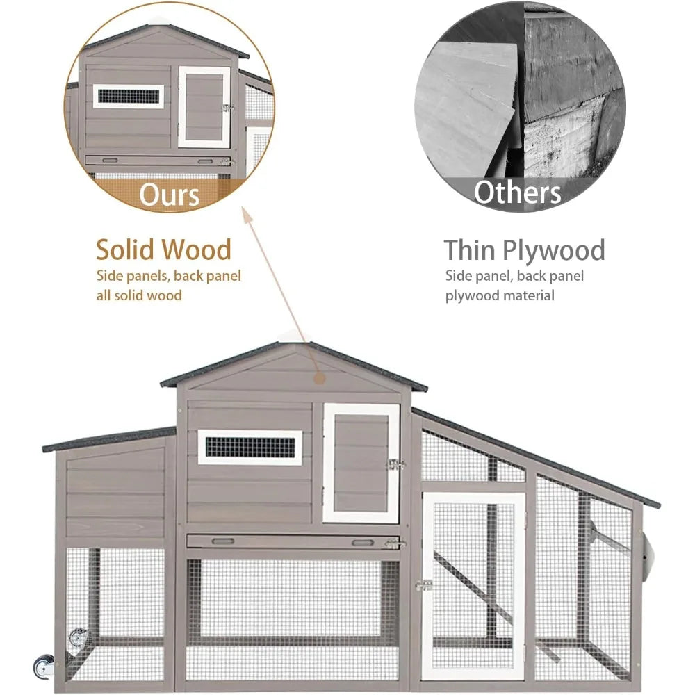 XMSJ Chicken Coop With Run Outdoor Wooden Backyard Poultry House