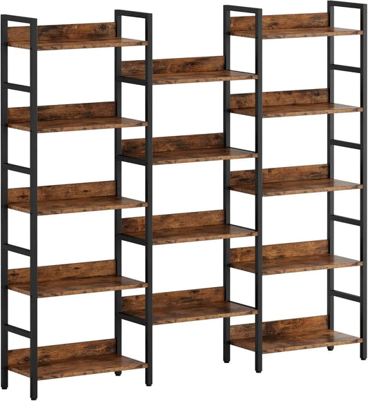 XMSJ Triple Wide Industrial Bookshelf With Five Tiers And Baffles