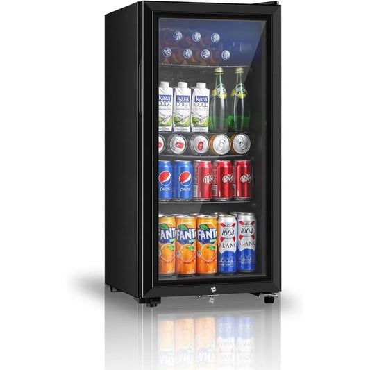 XMSJ Beverage Refrigerator Mini Fridge With Double Glass Door
