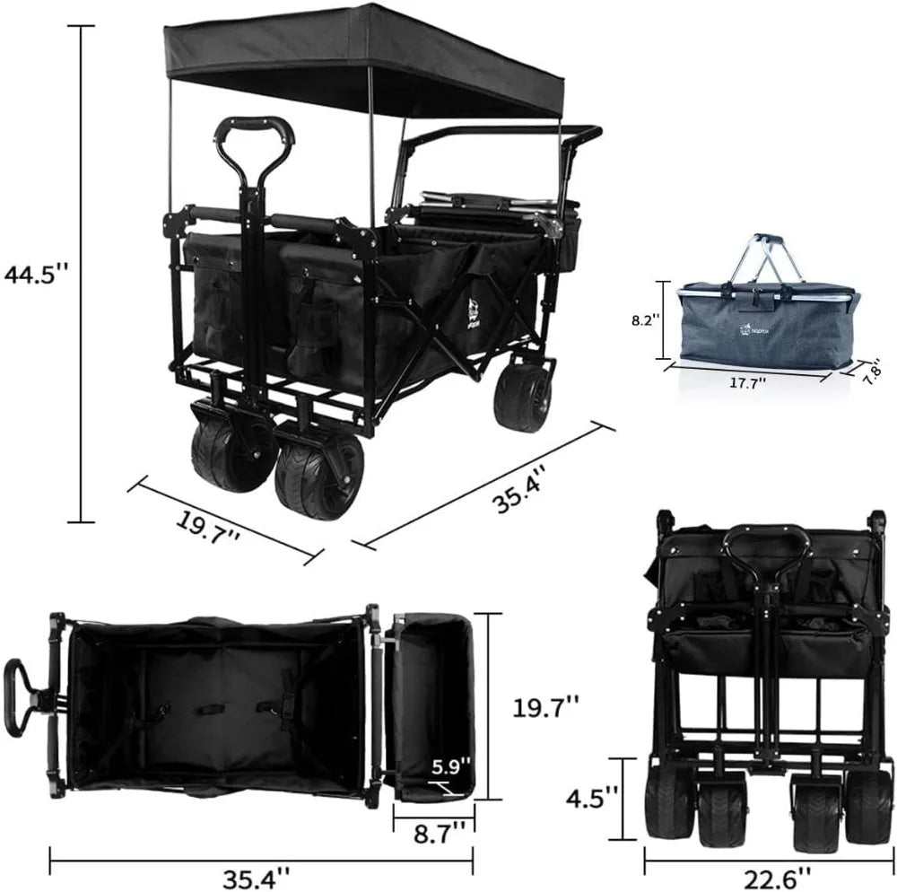 Heavy Duty Folding Wagon Cart 350LB Capacity All Terrain Wheels