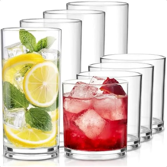 Hign-concerned Plastic Drinking Glasses Set Unbreakable Clear Tumblers