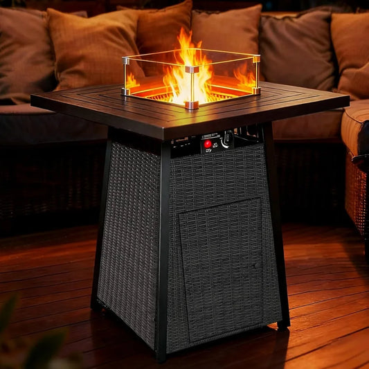 DAFIFY Outdoor Propane Fire Pit Table 50000 BTU Wicker