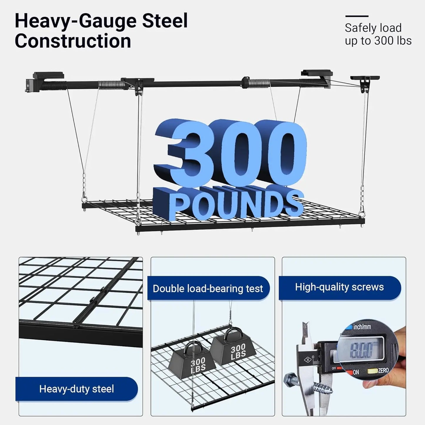 XMSJ Overhead Garage Storage Rack Heavy Duty Adjustable Ceiling System