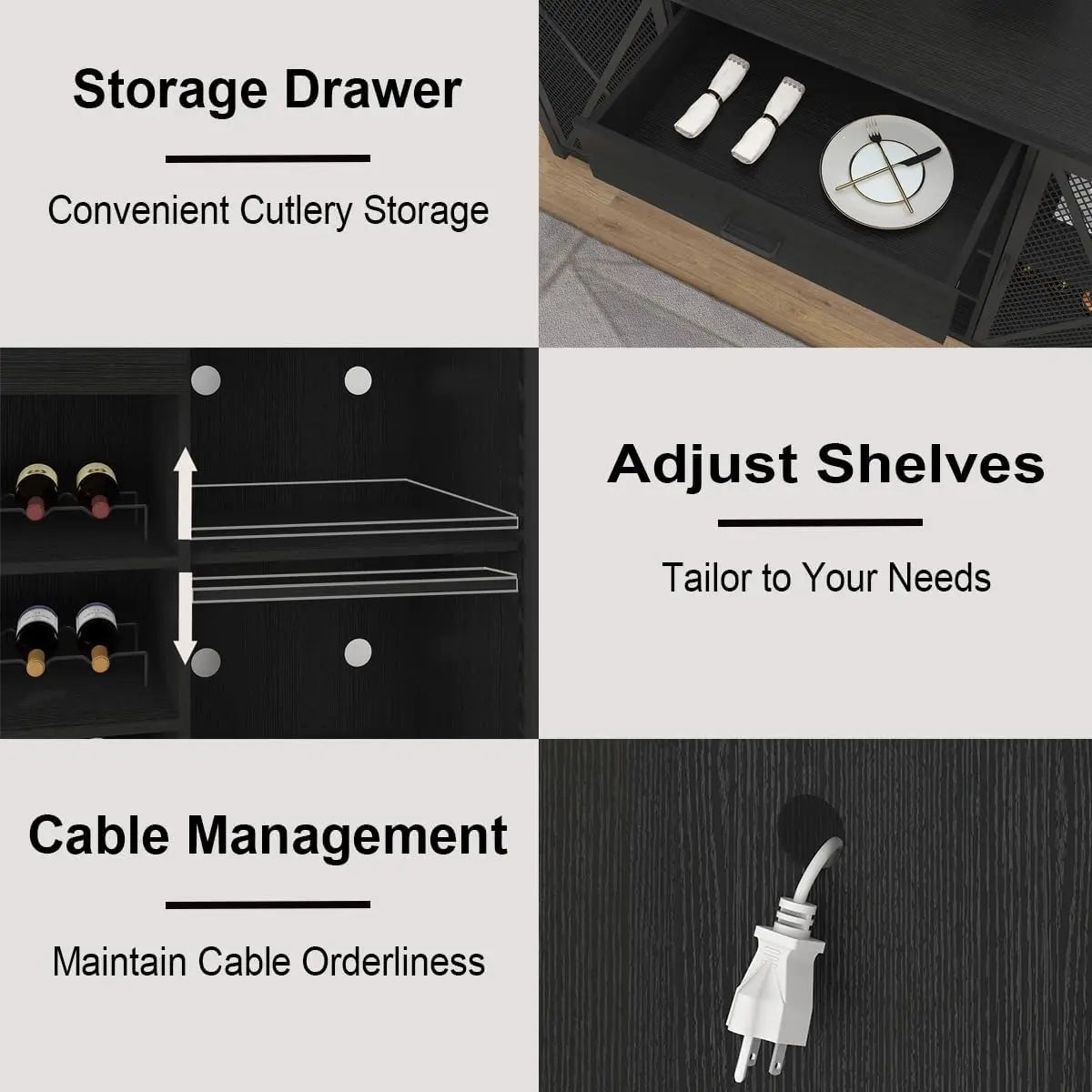 XMSJ Long Coffee Bar Cabinet With Fridge Space And Rack