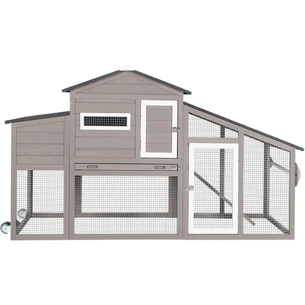 XMSJ Chicken Coop With Run Outdoor Wooden Backyard Poultry House