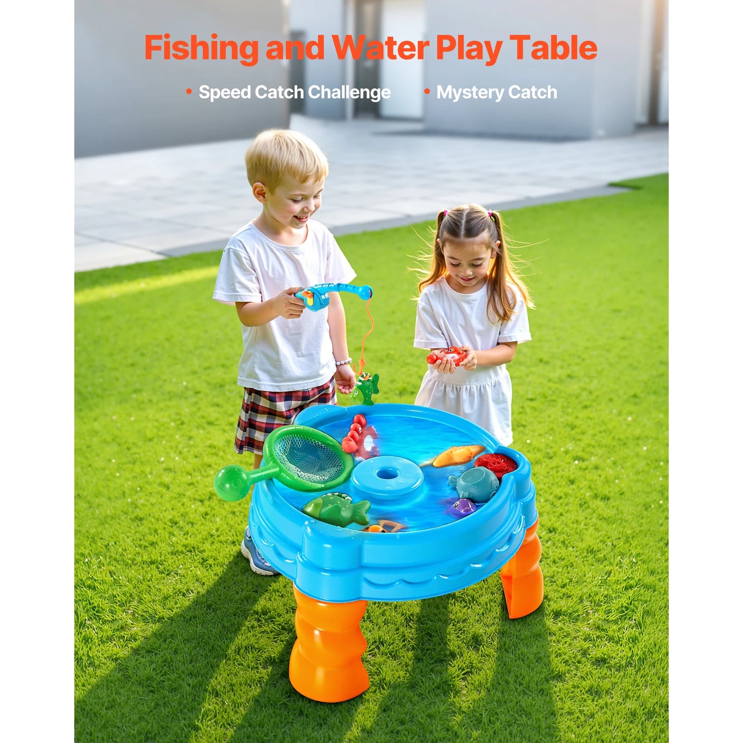 Water Table Playset For Kids With Fishing Game Accessories Outdoor
