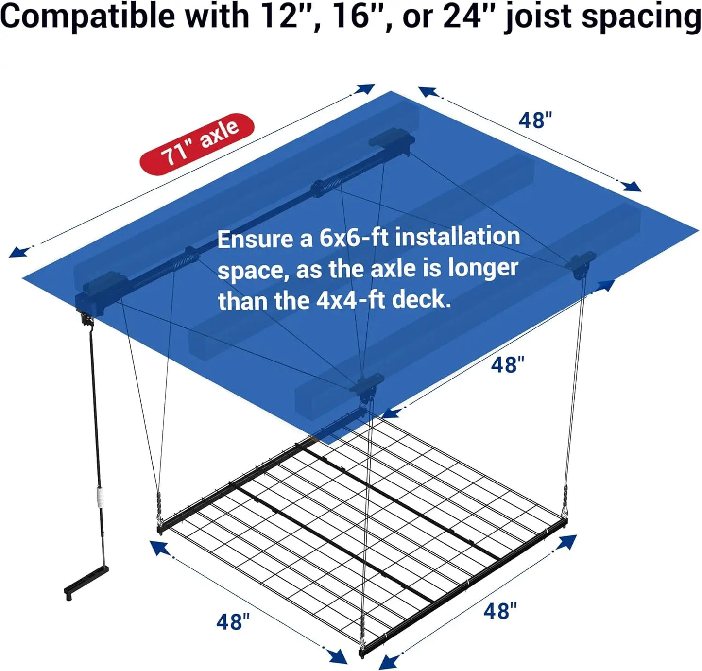 XMSJ Overhead Garage Storage Rack Heavy Duty Adjustable Ceiling System