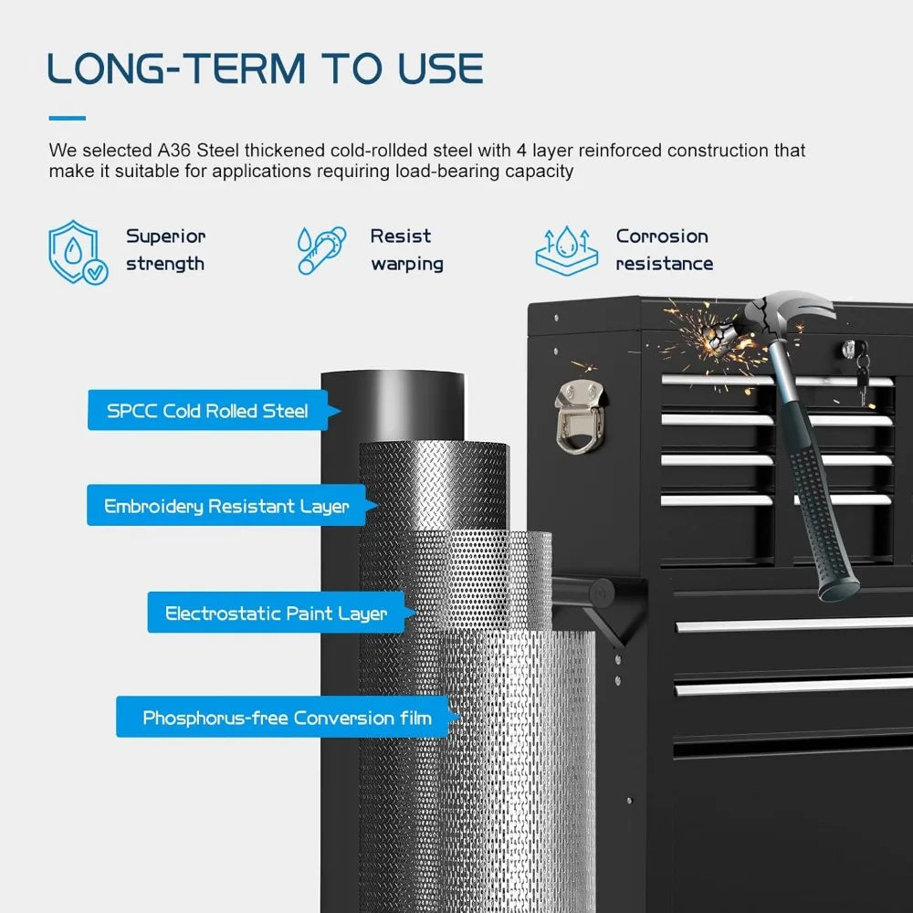 XMSJ Large Tool Chest With Detachable Garage Rolling Box