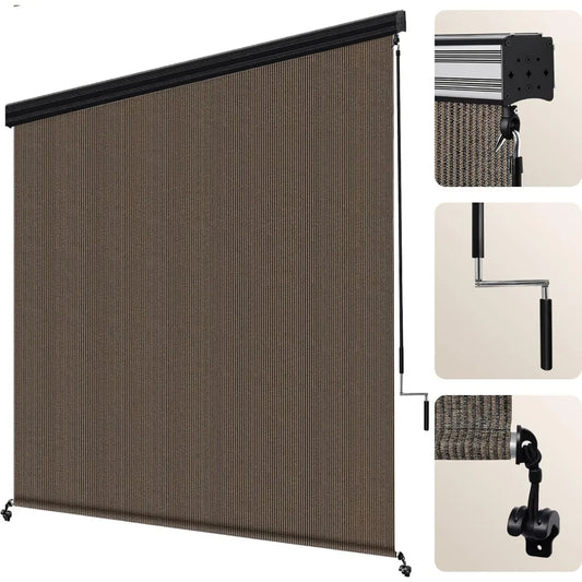 XMSJ Outdoor Roller Shade With Aluminum Valance And Wand Operation
