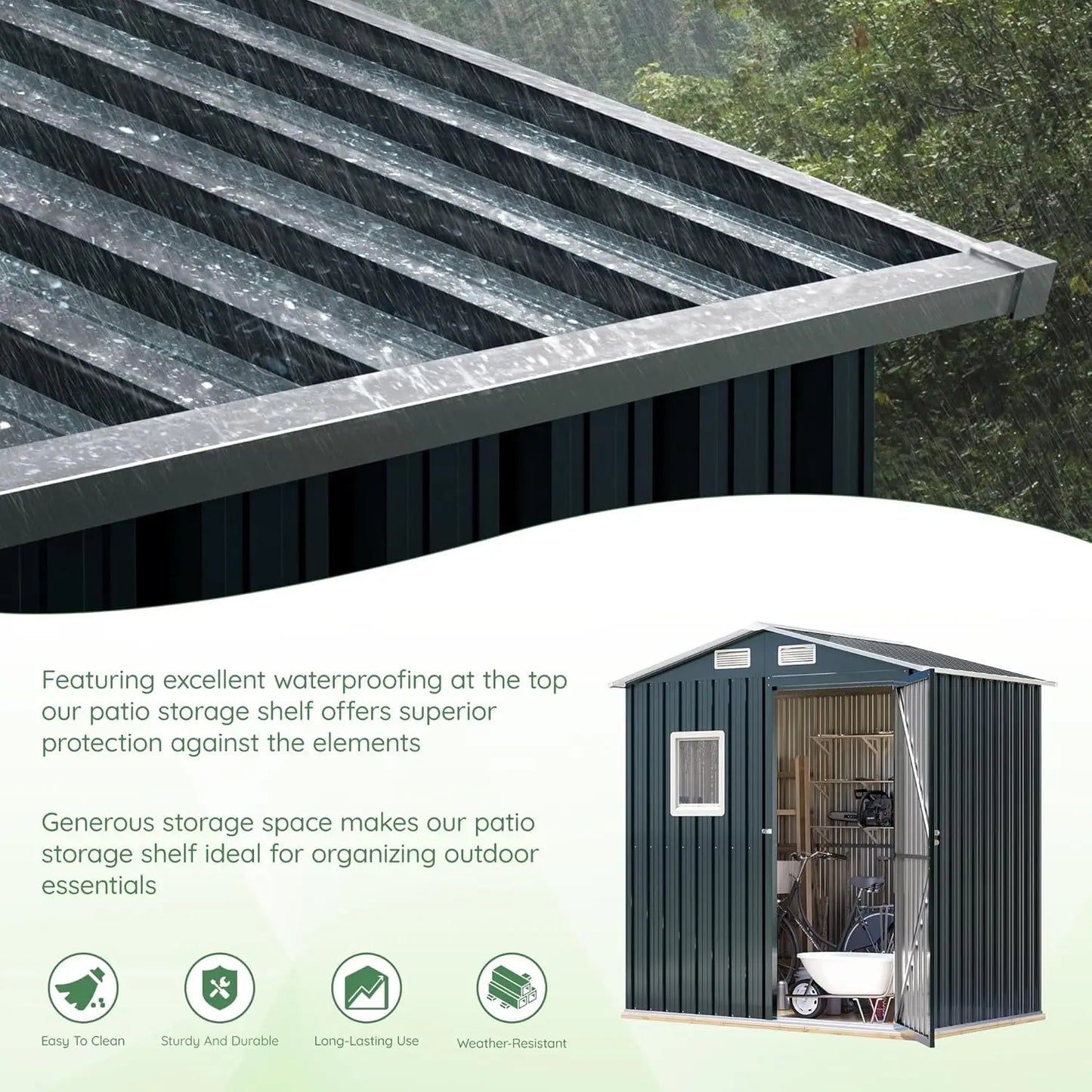 XMSJ Vertical Outdoor Steel Storage Shed With Lockable Doors