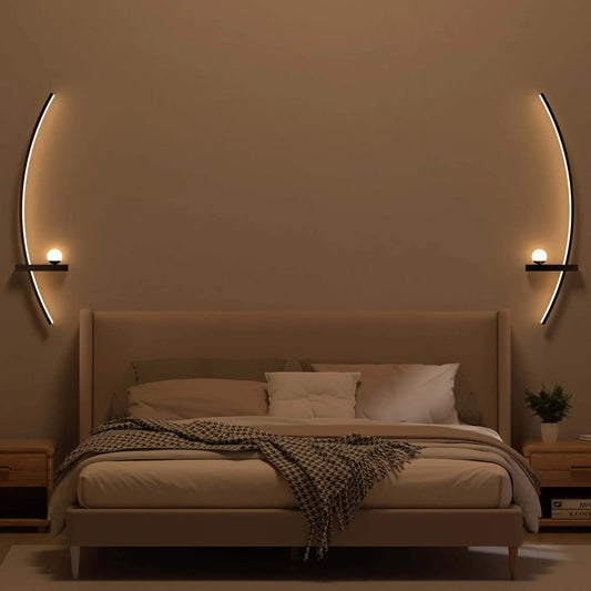 2-Pack Modern Adjustable LED Arched Wall Sconce Bedside Lamp