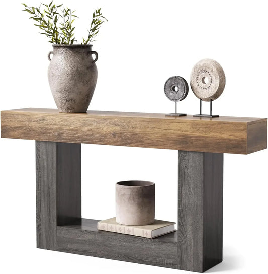 XMSJ Two Tier Farmhouse Console Table for Living Room