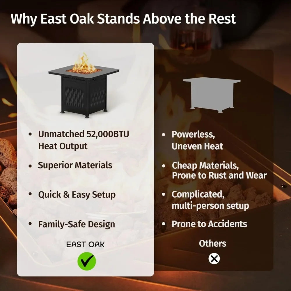 XMSJ Outdoor Propane Fire Pit Table 52,000 BTU USA