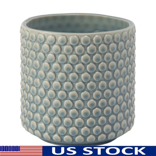 Finishing Round Stoneware Polka Dot Planter Pot Indoor Outdoor Decor