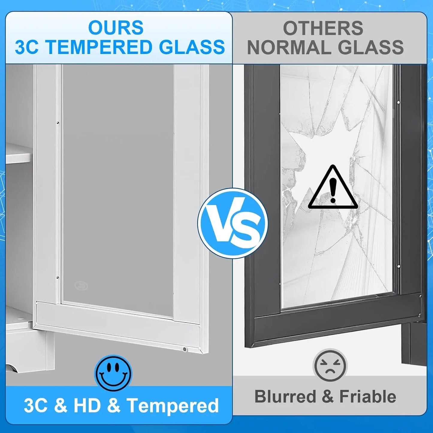 XMSJ Metal Display Cabinet With Glass Doors Curio Lockable Shelves