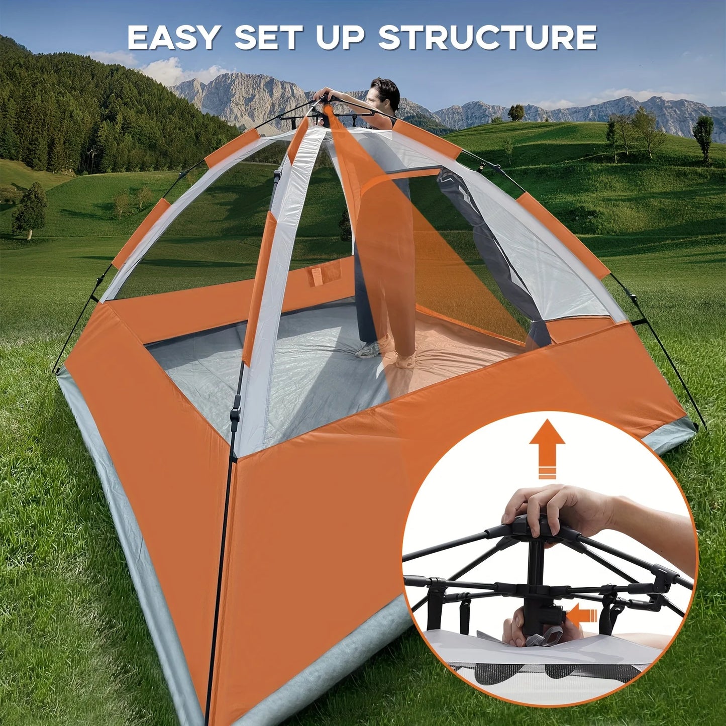 Unp Pop Up 4 Person Waterproof CampingTent With Rain Fly