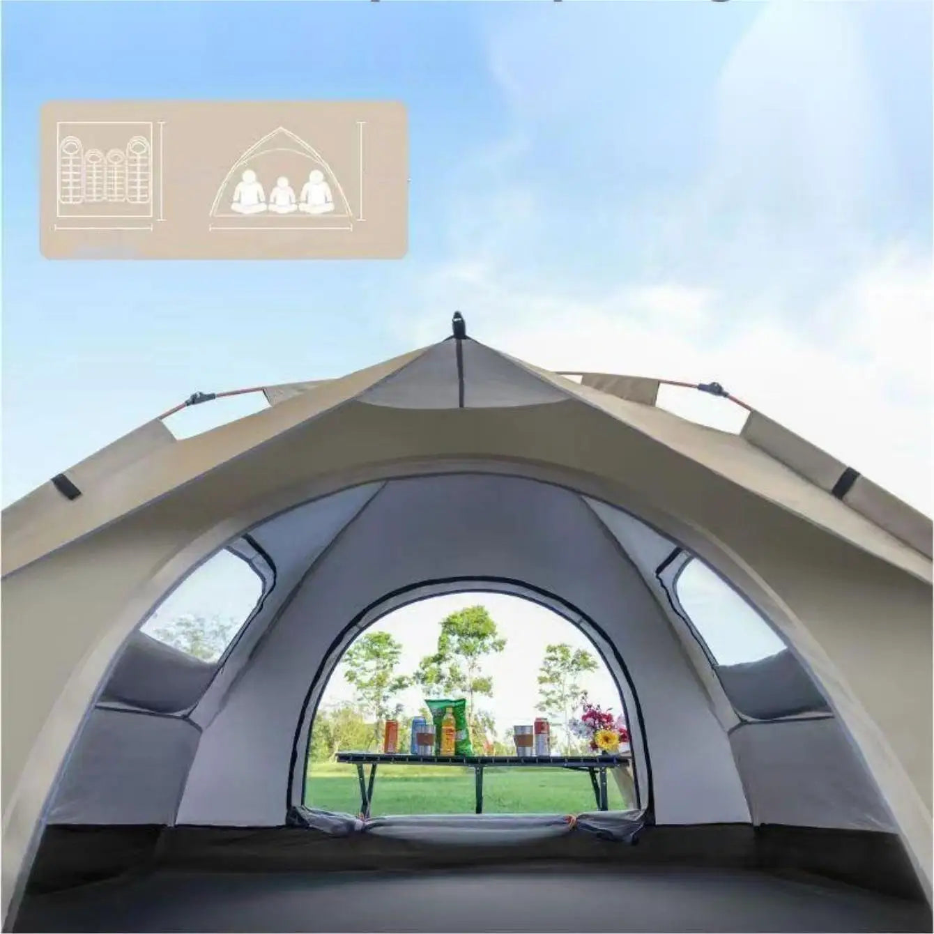 Pakicetus Outdoor Shelter Sunshade Camping Tent With Two Doors