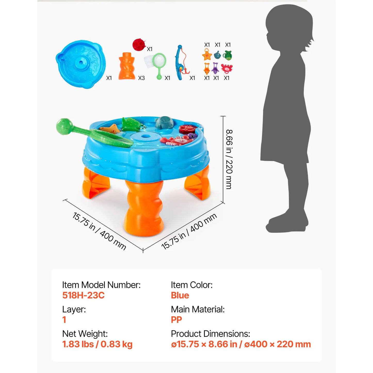 Water Table Playset For Kids With Fishing Game Accessories Outdoor