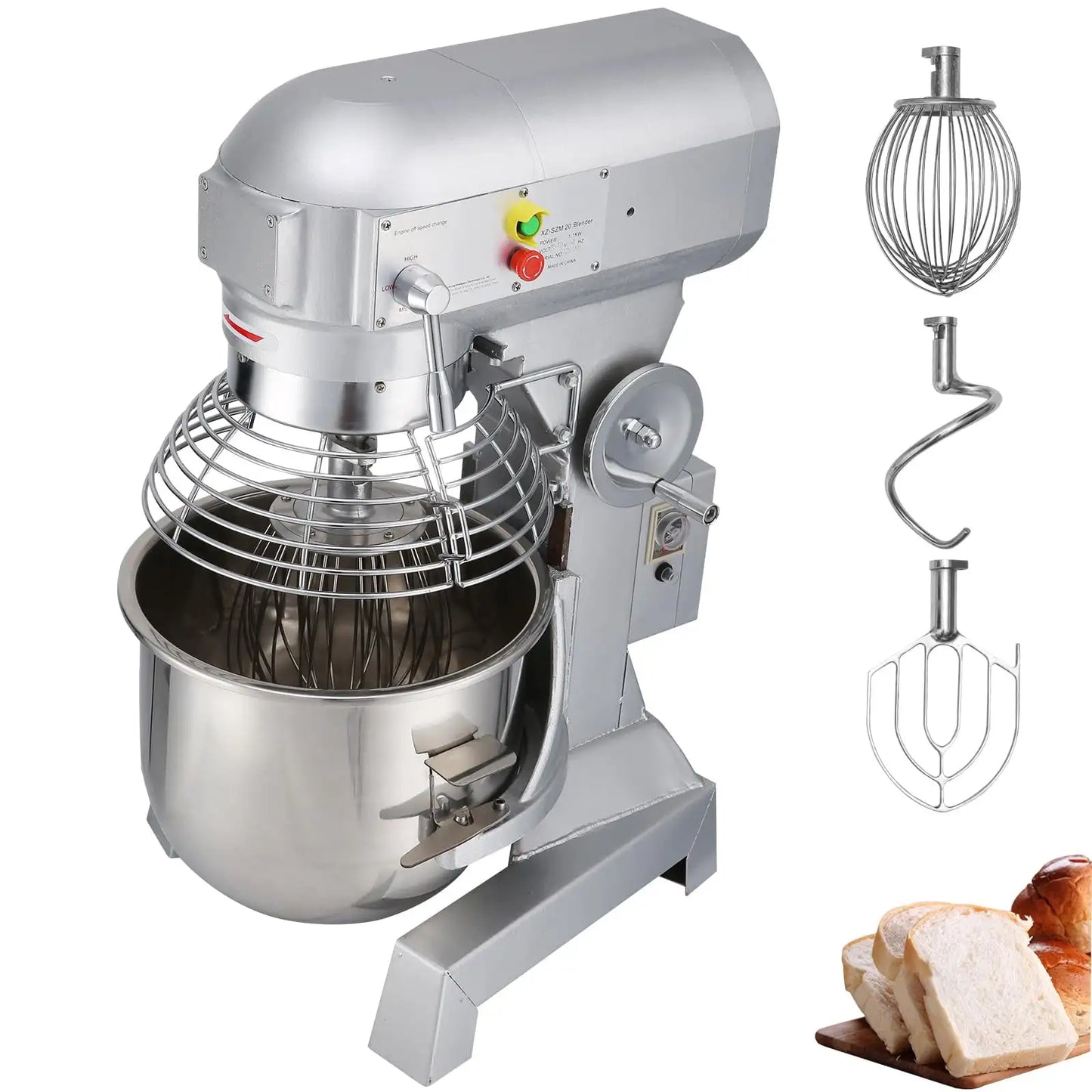 XMSJ Commercial Food Mixer Heavy Duty 110V Stainless Steel Bowl