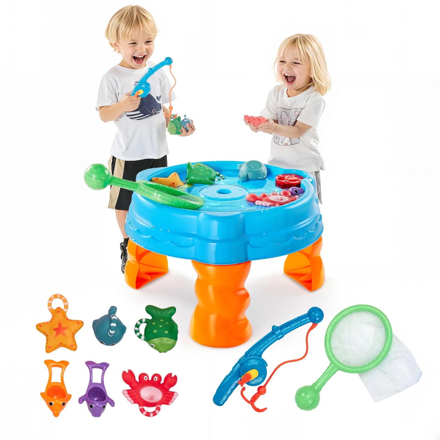 Water Table Playset For Kids With Fishing Game Accessories Outdoor