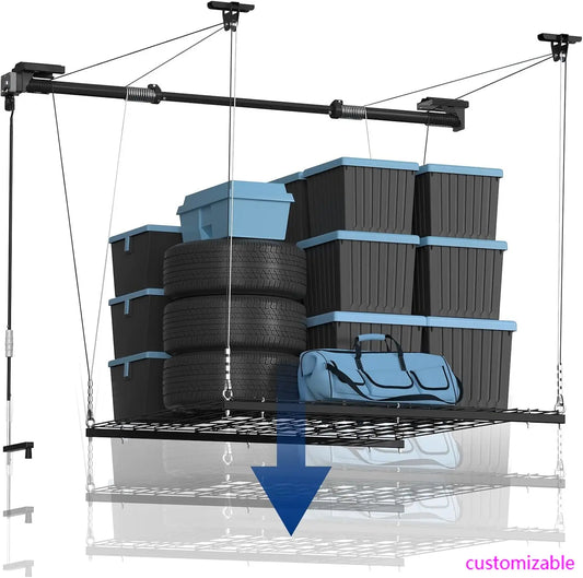 XMSJ Overhead Garage Storage Rack Heavy Duty Adjustable Ceiling System