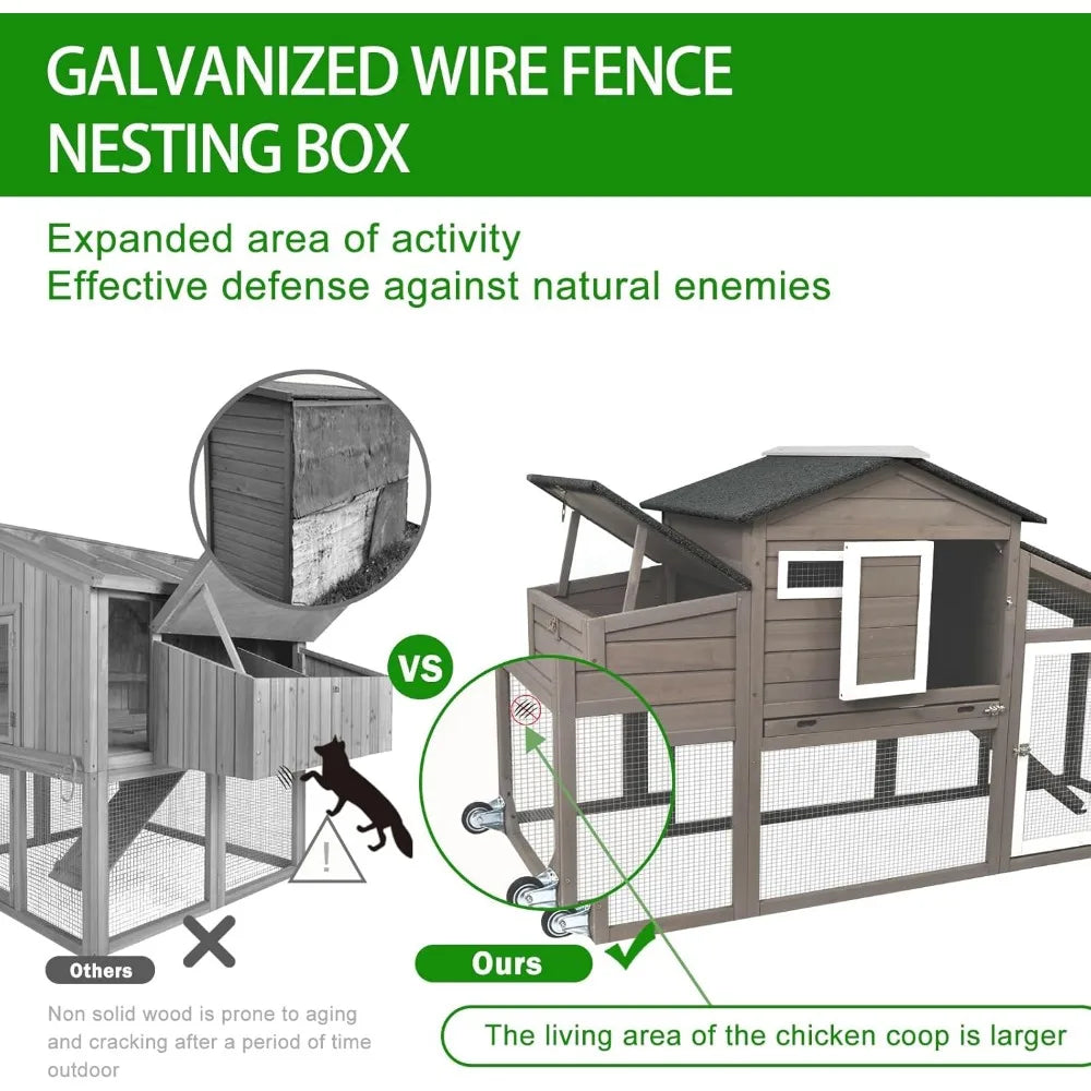 XMSJ Chicken Coop With Run Outdoor Wooden Backyard Poultry House