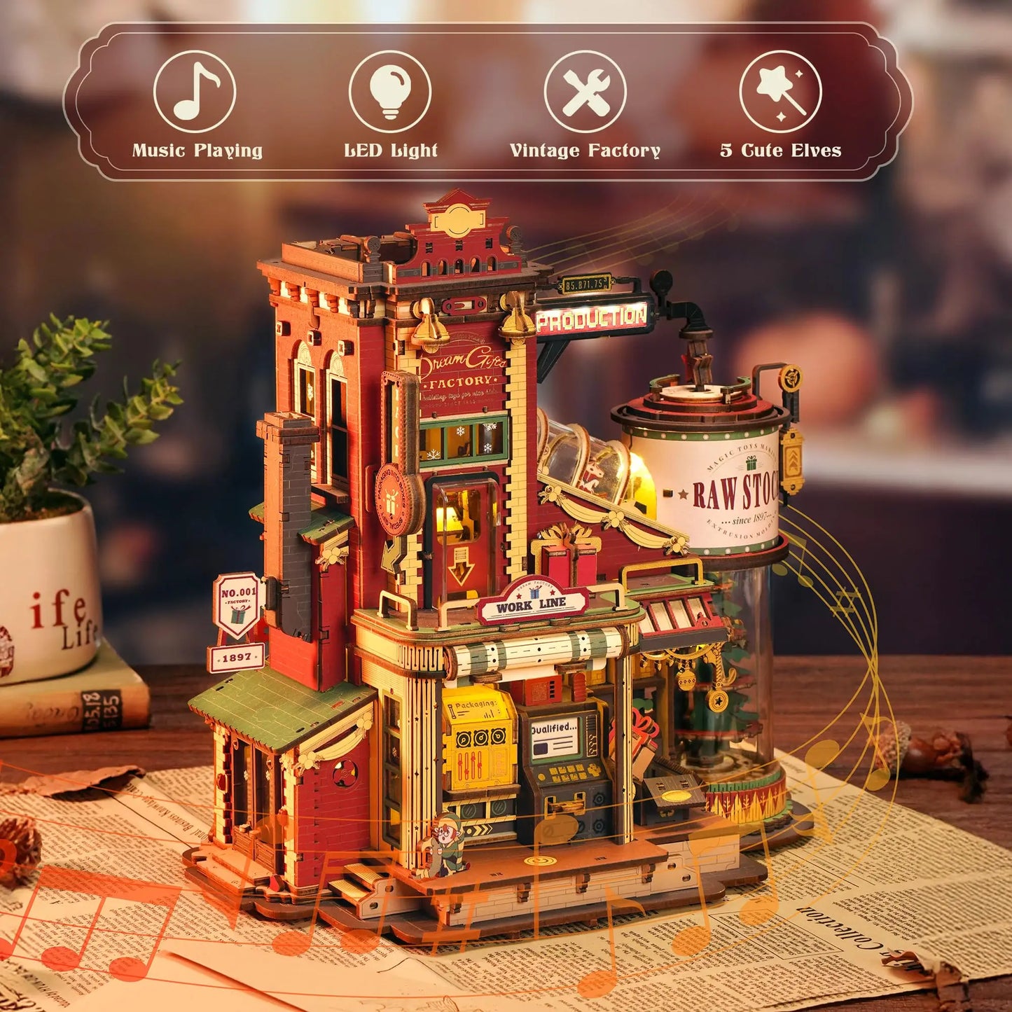 Robotime 3D Wooden Puzzle Music Box Dream Gift for Valentine