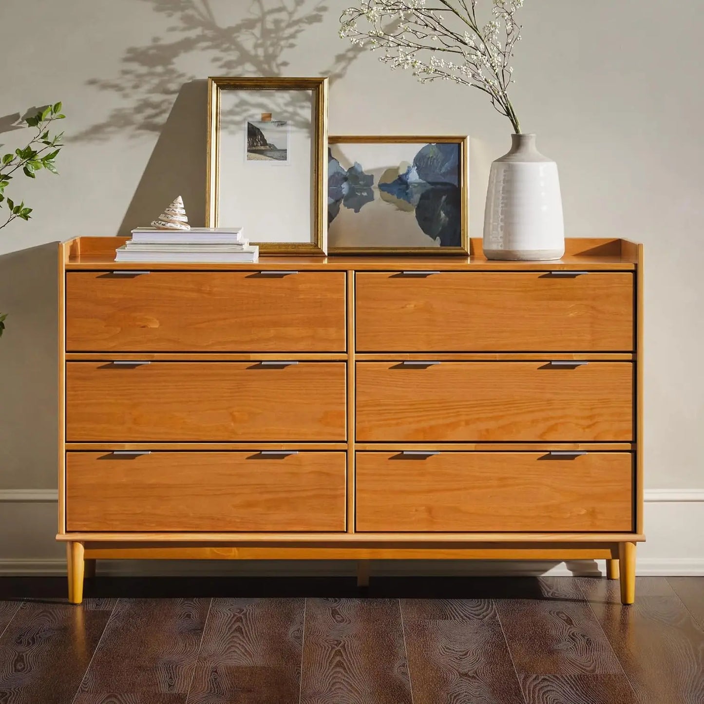 XMSJ Polay Modern Solid Wood Six Drawer Dresser For Bedroom