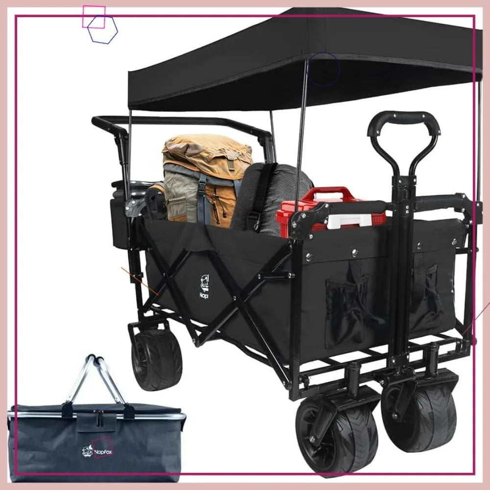 Heavy Duty Folding Wagon Cart 350LB Capacity All Terrain Wheels